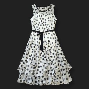 Dressbarn Black and White Polkadot Tiered Dress Size 4
